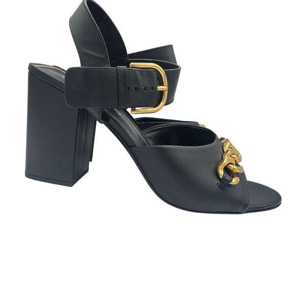 NEW Valentino VLogo Chain Block Heel 85mm Sandals Black Noir Size 10 - Picture 5 of 13